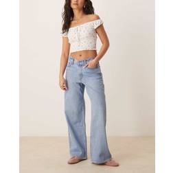 Abercrombie & Fitch Curve Love Low Rise Ultra Loose Jeans Light Wash - Blue