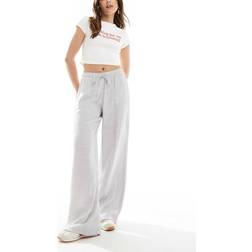 Stradivarius Flowing Textured Trousers - Light Grey