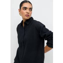 Gina Tricot Linneskjorta Linen Blend Shirt - Svart