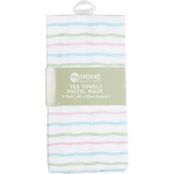 my home Pack of 3 Pastel Wave Tea Towels - Kitchen Towel Multicolour, Blue