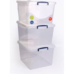 Really Useful Nestable 33.5 Litre Pack of 3 Clear Storage Box