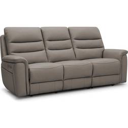 Oak Furnitureland Oyster Leather 3 Seater Electric Recliner Jarrod Range Sofa