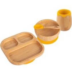 Tiny Dining Divided Bamboo Suction Feeding Set 4pcs