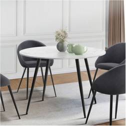 IDMarket Ronde Amelia 4-6 Personnes Effet Marbre Blanc Alaska Pieds 110 cm Table à manger