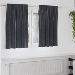 vidaXL Mørklægningsgardiner Med Top Tape 2 Stk Mørkegrå Velour