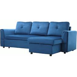 Homcom Letto Angolare 3 Posti Effetto Velluto E Chaise Longue Con Contenitore 232 x 141 x 85 cm Divano