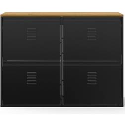 IDMarket Schuhmöbel 20 Paar Ester 4 Schwarze Metalltüren Holzplatte Schuhregal