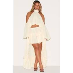PrettyLittleThing Shape Cream Chiffon High Tiered Maxi Skirt - White