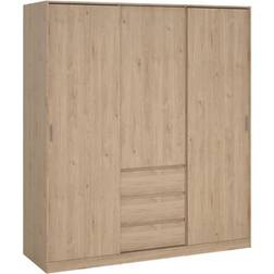 Tvilum Esla Scandinavian Matt Jackson Hickory Oak Effect 3 Drawer Large Triple Sliding Door 2004mm 1770mm 600mm Wardrobe