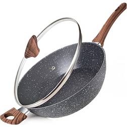 nuovva Non Stick Saute Pan 28cm Marble Chef's with lid