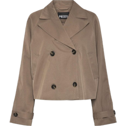 Pieces Pcscarlett Short Trenchcoat - Brown