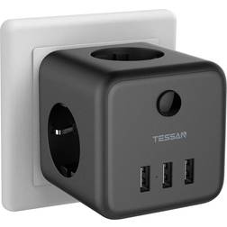 Tessan Ladron Enchufes 6 en 1 Cubo Multiple Pared