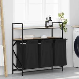 vidaXL Laundry Basket 3 Compartments with Shelves Sonoma Oak