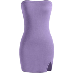 Shein Bandeau Slit Design Casual Short Dress - Women's