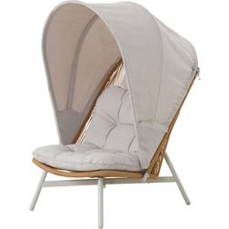 Ebuy24 Bille Loungestol Polyrattan Med Kudde Beige Natur Grå Loungeset