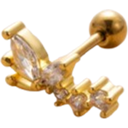 Shein 1pc Elegant Minimalist Stainless Steel Butterfly Helix Piercing Stud Earring With Micro Cz Accent