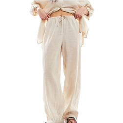 New Look Cotton Slub Wide Leg Trousers Co-Ord - Cream