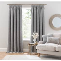 Dunelm Chenille Pencil Pleat Curtains Silver 117x137cm
