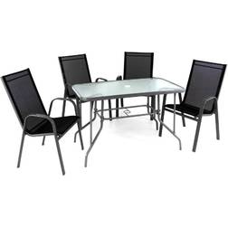 VCM Gartentisch + Balkontisch, Gartenmöbel-Set Café-Set, Tisch einschl. 4 Stühle