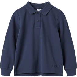 Polarn O. Pyret Long Sleeve Polo Top - Blue