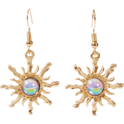 Shein Personalized ColdTone Gold Green SunShaped Earrings