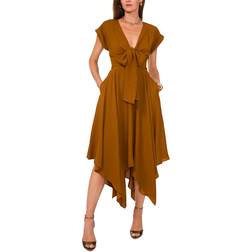 1.State Midi Tie-Front Handkerchief-Hem Dress - Cathay Spice