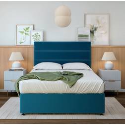 Bedmaster Plush Velvet Divan Base Blue Super King 180x200cm