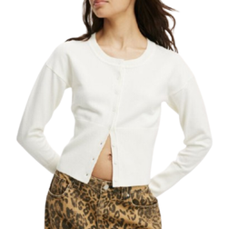 Cotton On Everfine Round Neck Cardigan - White