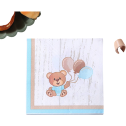 Shein 20pcs Paper Disposable Napkin, Cute Cartoon Bear Pattern Disposable Napkin For Home, Party