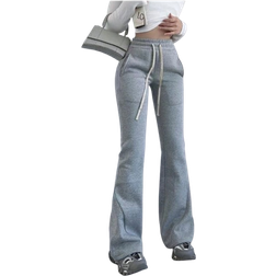 Shein Damen Fleece Jogginghose mit Kordelzug und Taschen, Einfarbig und gerade geschnitten