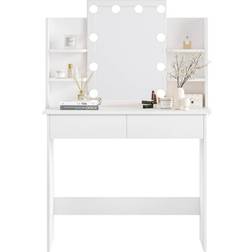 WOLTU Vanity Makeup Led Mirror 2 Large Drawers White Dressing Table 40x90cm