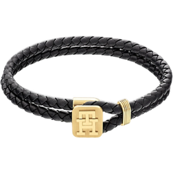 Tommy Hilfiger Gold-Plated Braided Leather Bracelet