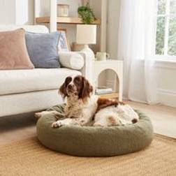 Dunelm Sherpa Donut Pet Bed Olive