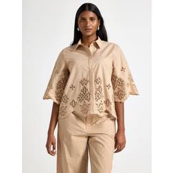 Lindex Kortermet Skjorte Med Broderi - Beige