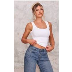 PrettyLittleThing Contour Scoop Neck Fitted Vest Top - White