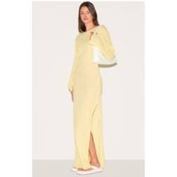 PrettyLittleThing Textured Long Sleeve Maxi Dress - Lemon