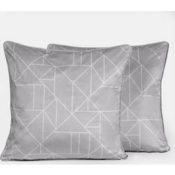 OHS Matte Velvet Geometric Print Covers, - 45 x 45 cm Cushion Cover Grey (45x45cm)