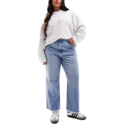 ASOS DESIGN Curve Cropped jeans med lige ben lys mellemblå