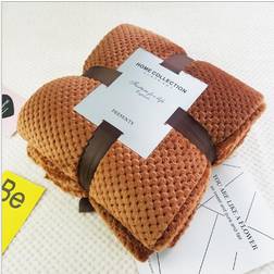 Supermyk Fleece Fleece Rutete Fløyel Ensfarget Teppe Brun (120x100cm)