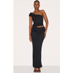PrettyLittleThing Black Onion Skin Low Waist Maxi Skirt