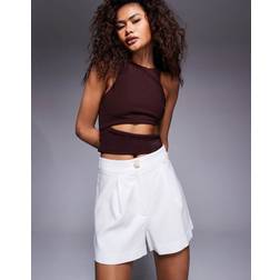 River Island Linen Blend Structured Shorts - White