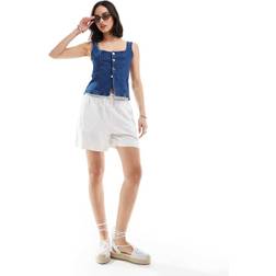 New Look Hvide Shorts I Hørblanding Med Striber