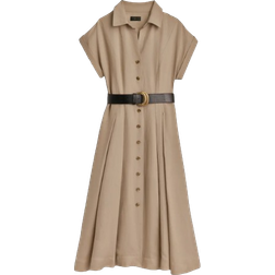 Donna Karan New York Button-Front Short-Sleeve Belted Dress - Fawn Linen