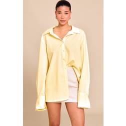 PrettyLittleThing Lemon Oversized Cuff Shirt - Butter Yellow