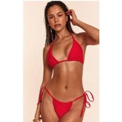 PrettyLittleThing Red Tie Side Ruched Bikini Bottoms - Red