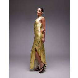Topshop Drape Neck Maxi Dress - Green