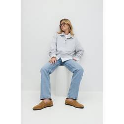 Gina Tricot Mid Straight Jeans - Blått