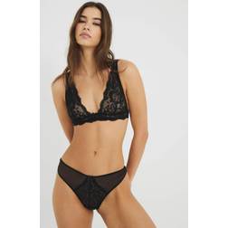 River Island Lace Bralette And Thong Lingerie Set - Black