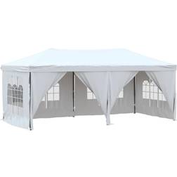 vidaXL Hopfällbart Partytält Med Sidoväggar 3x6 m Vit