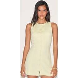 PrettyLittleThing A Line Cinched Back Skort Playsuit - Yellow